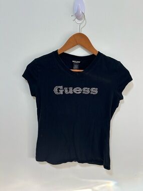 GUESS Black Rhinestone Baby Tee